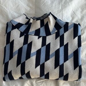 Mauve Anthropologie Geometric Pattern Sweater - Blue and Black